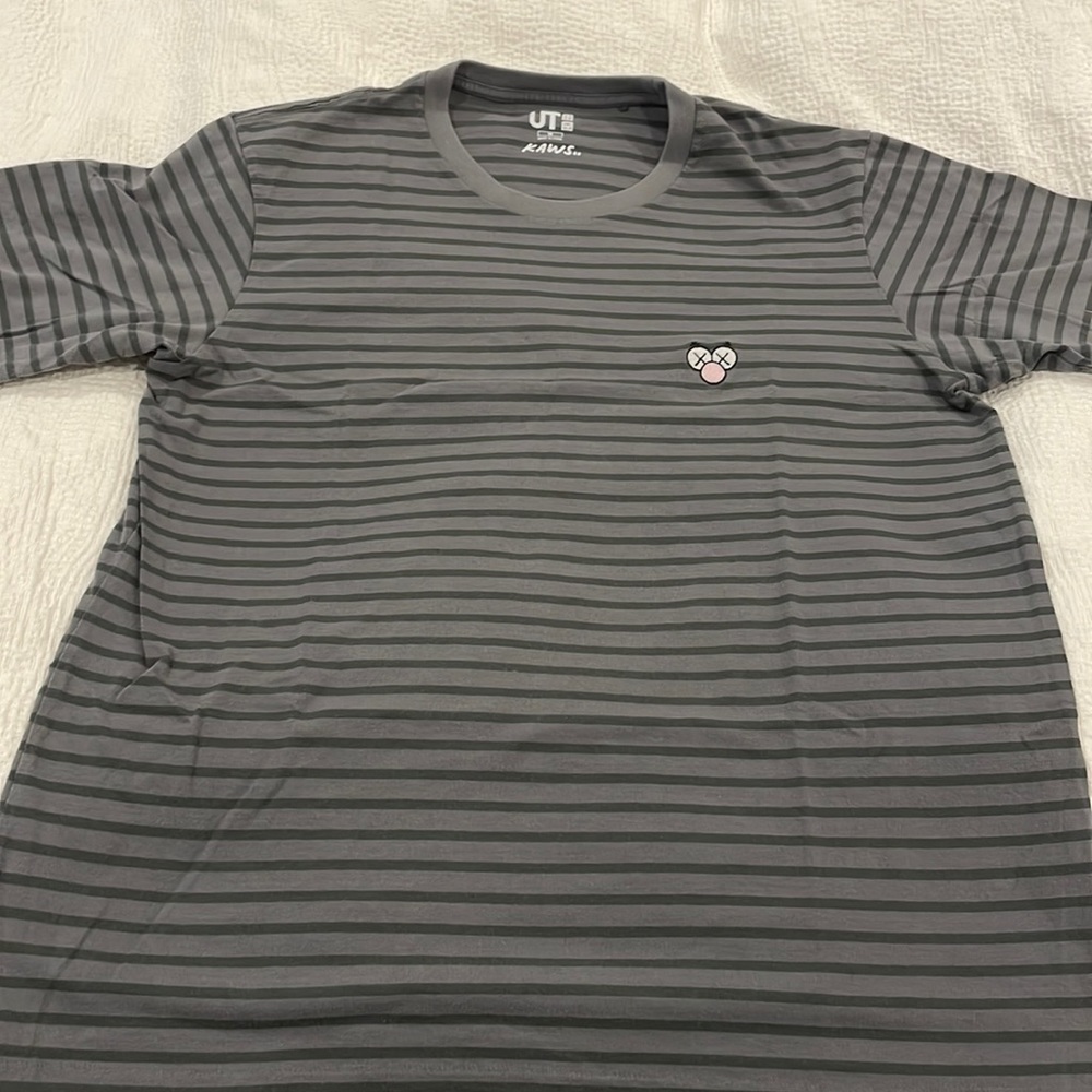 Uniqlo x kaws collab - grey striped tee